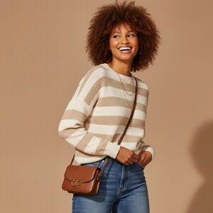 NWOT moon & madison Beige and Cream Striped Sweater